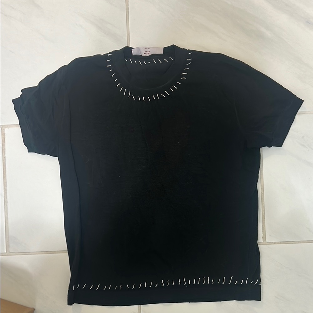 Authier Black T-Shirt with White Stitching